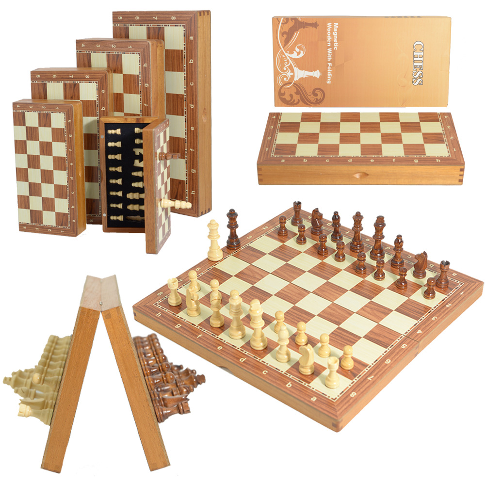 Magnetic Travel Chess - Magnetyczny Drewniany Składany Zestaw Szachowy z